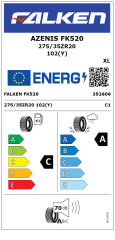 Falken 275/35R20 TL (102Y) XL Azenis FK520 Yaz Lastiği (2025)