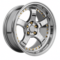 18 İnç 5x120 Ön 8.5 Arka 9.5 BMW Series Uyumlu VC Chrome Gold Rivets Jant Takımı
