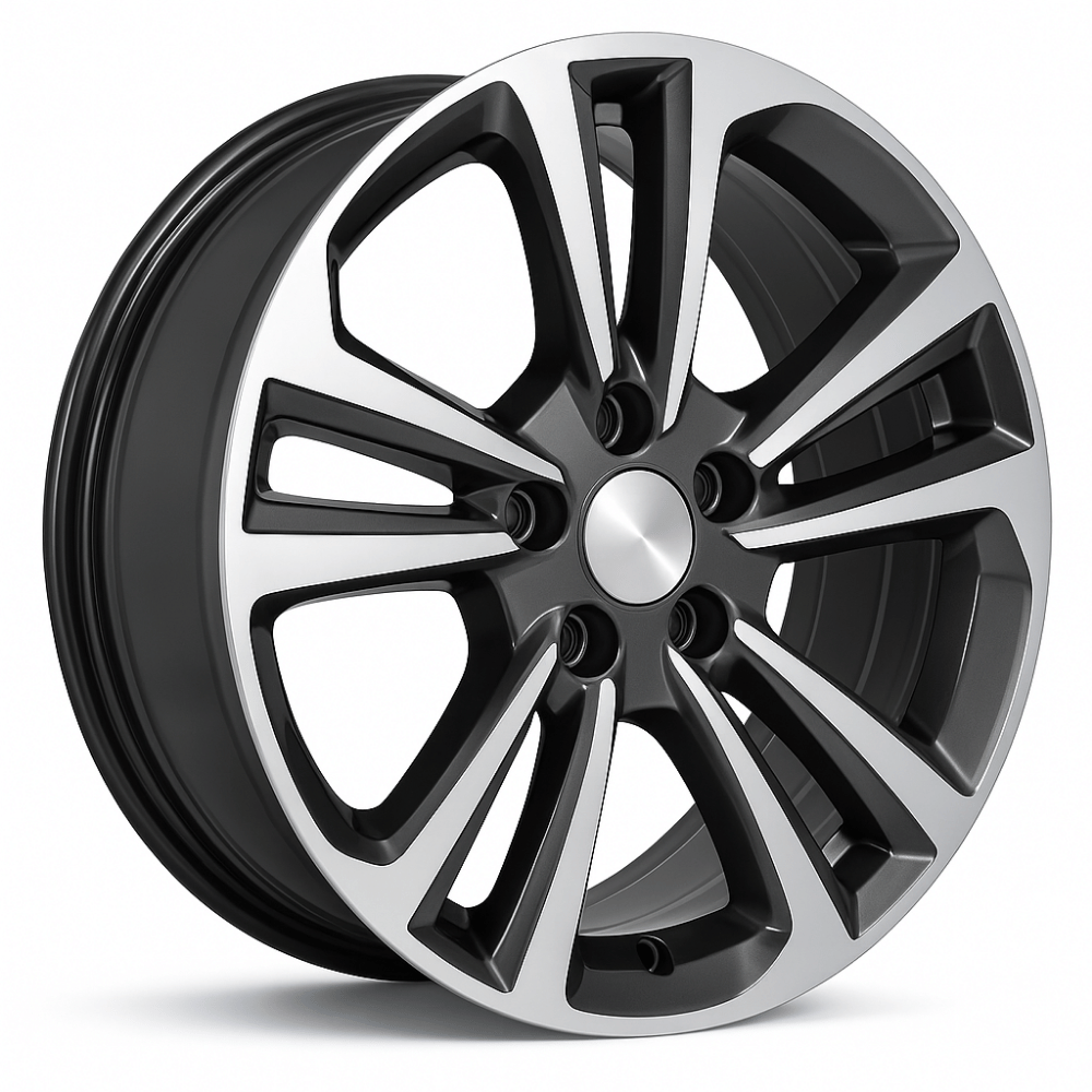 15 İnç 4x114.3 Hyundai Nissan Honda Toyota Uyumlu Machined Face & Lip Black Jant Takımı
