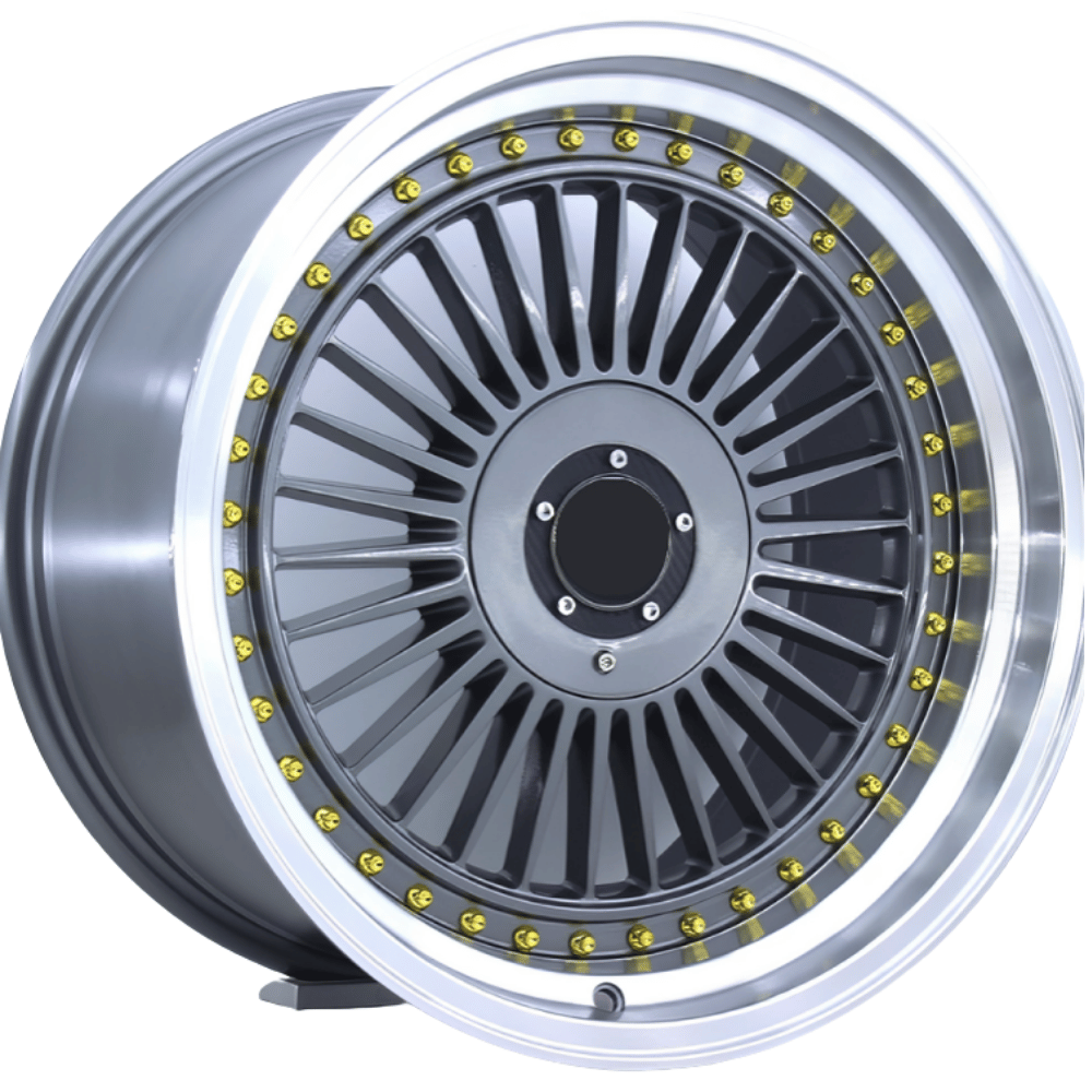 18 İnç 5x112–120 Uyumlu Alphine Gunmetal Lip Polish Gold Rivet Jant Takımı